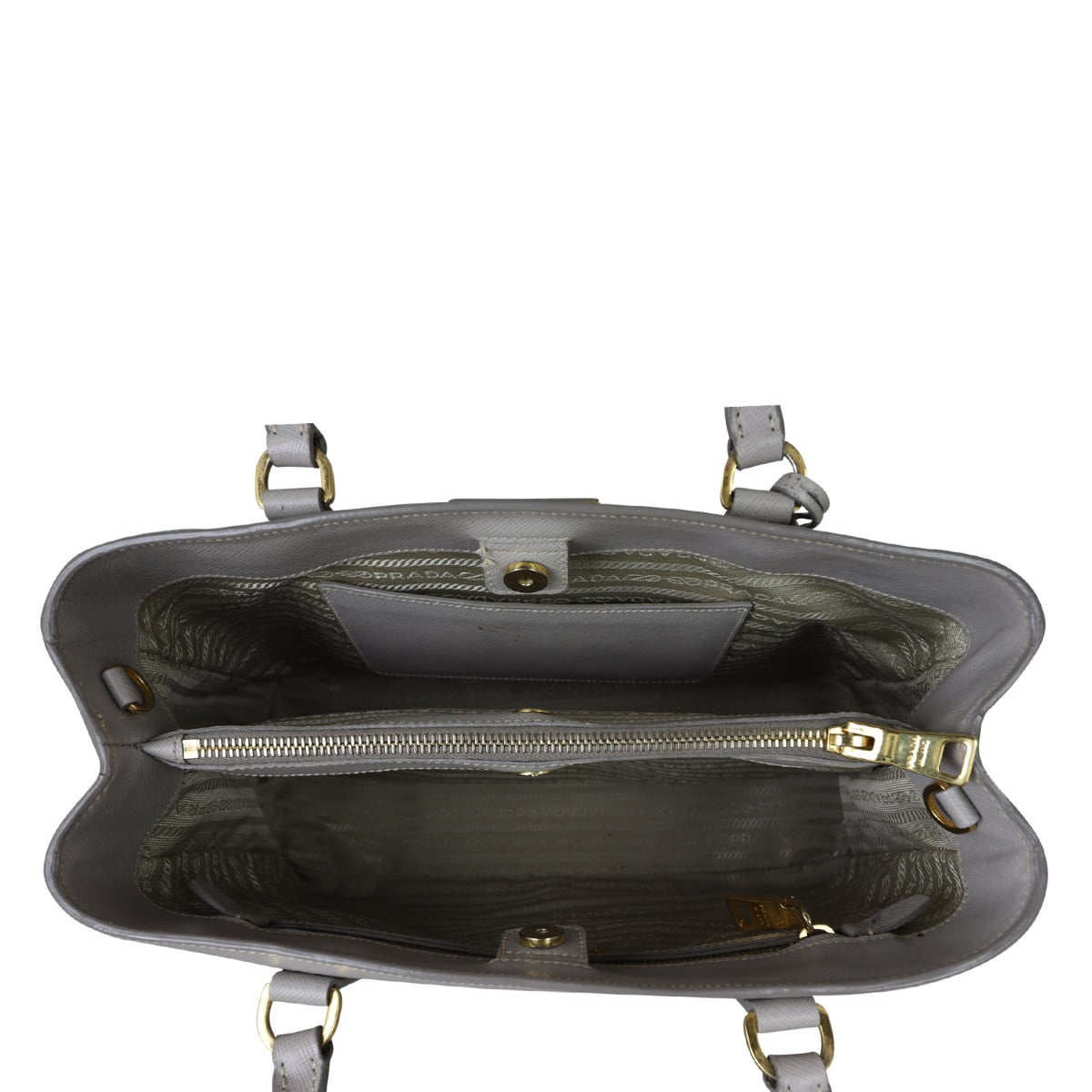 Prada Saffiano Lux Tote Medium (light grey) Whole Interior