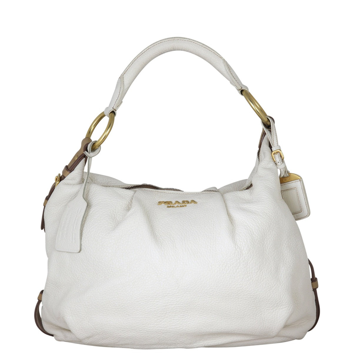 Prada Vitello Daino Hobo Front