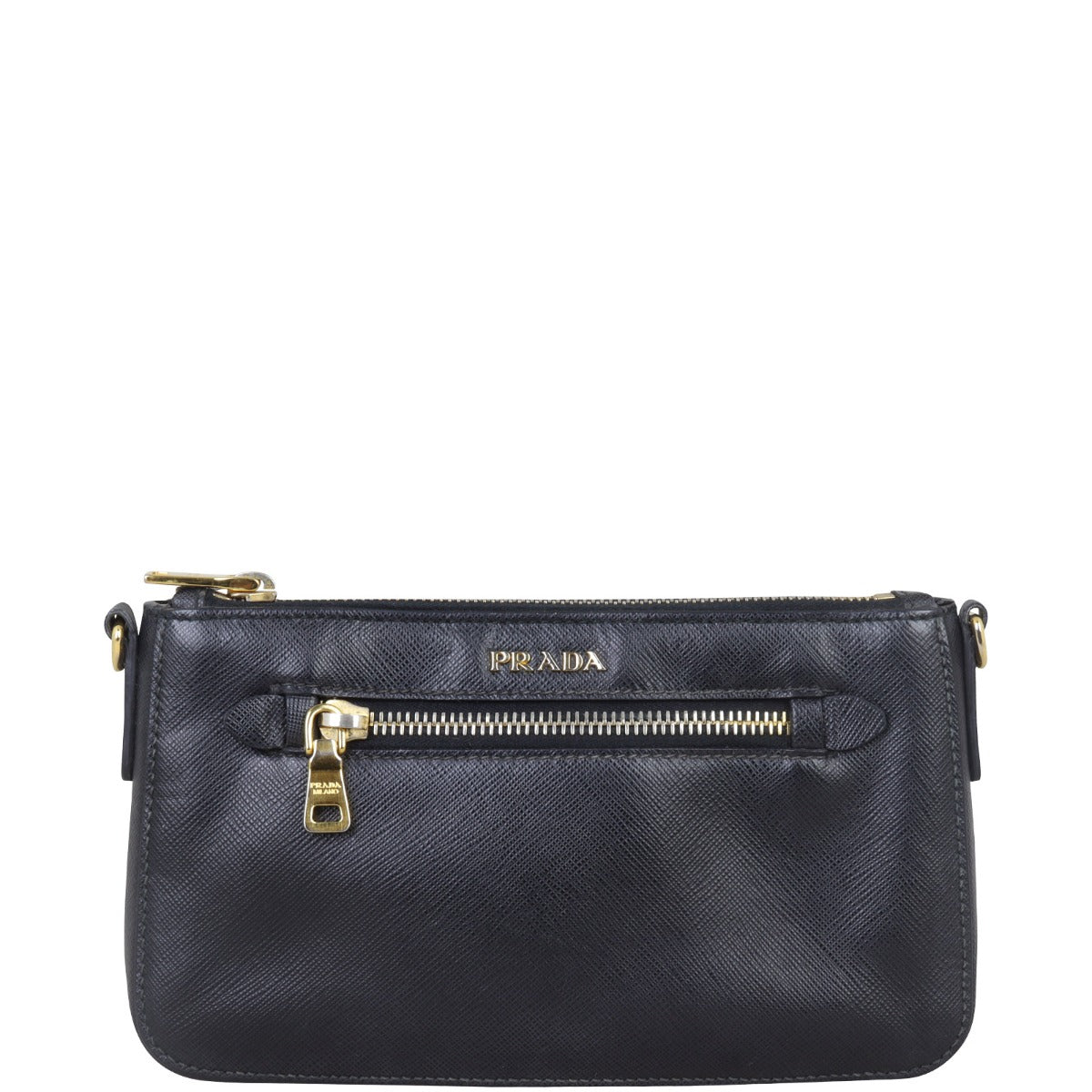 Prada Saffiano Zip Crossbody Bag Front