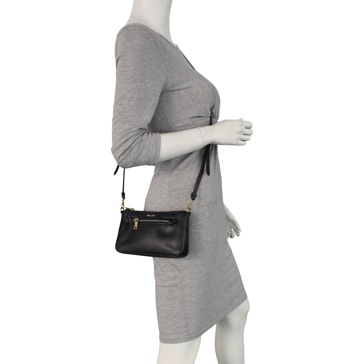 Prada Saffiano Zip Crossbody Bag Whole Interior