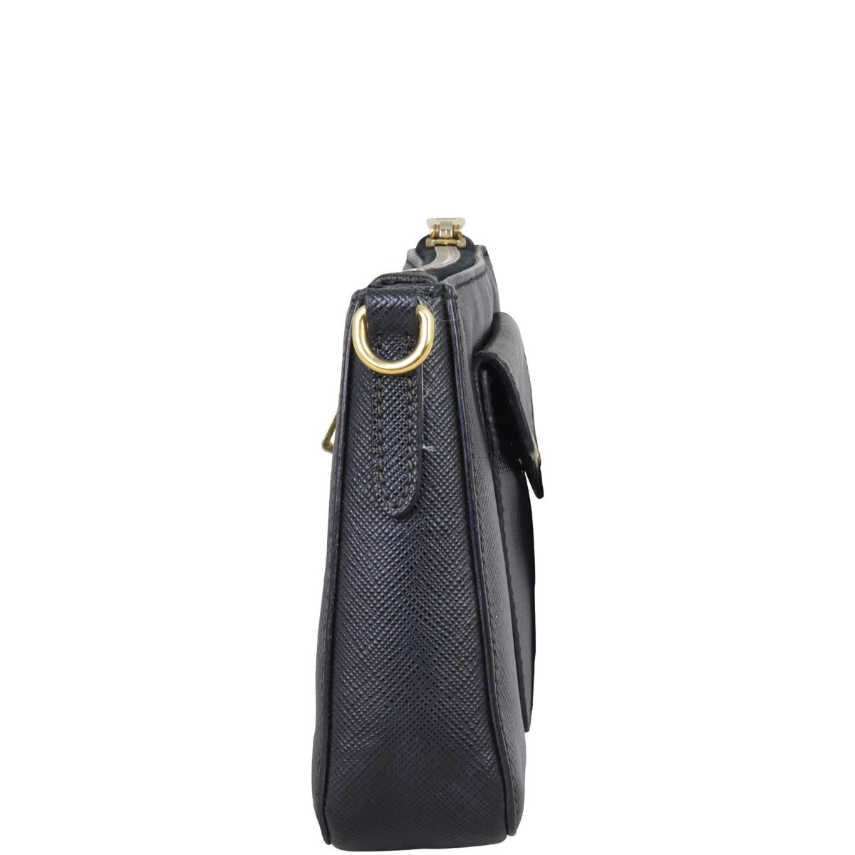 Prada Saffiano Zip Crossbody Bag Side