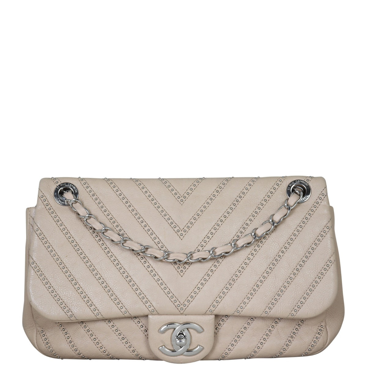Chanel Stud Wars Chevron Flap Bag Front
