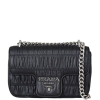 Prada Nappa Gaufre Crossbody Front With Chain