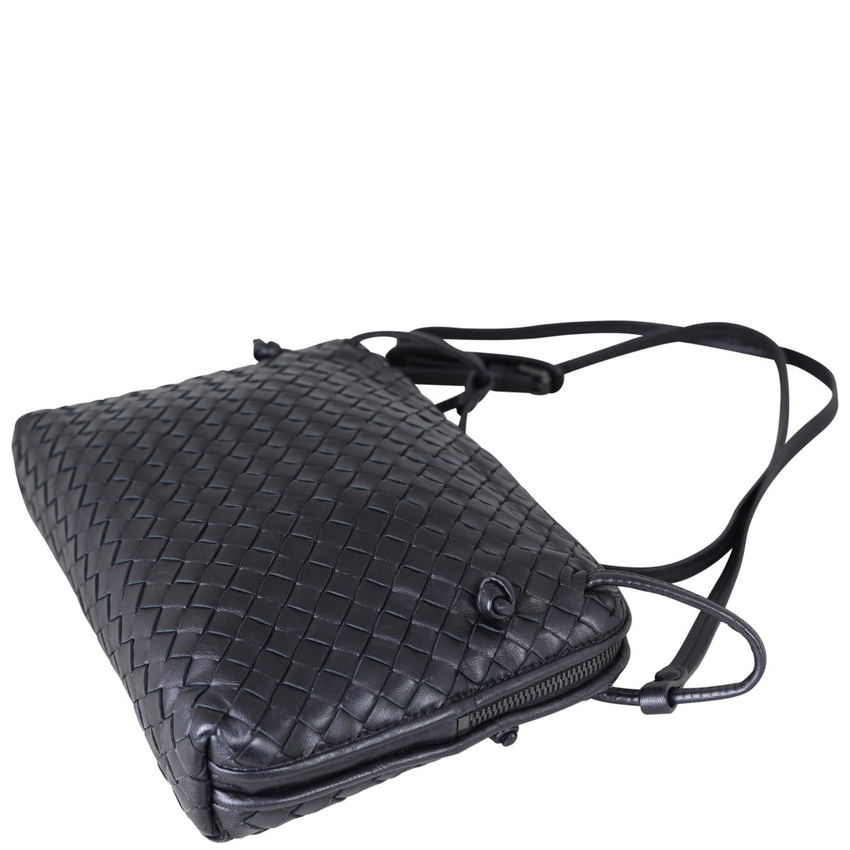 Bottega Veneta Intrecciato Nodini Crossbody (black) Corner Distance