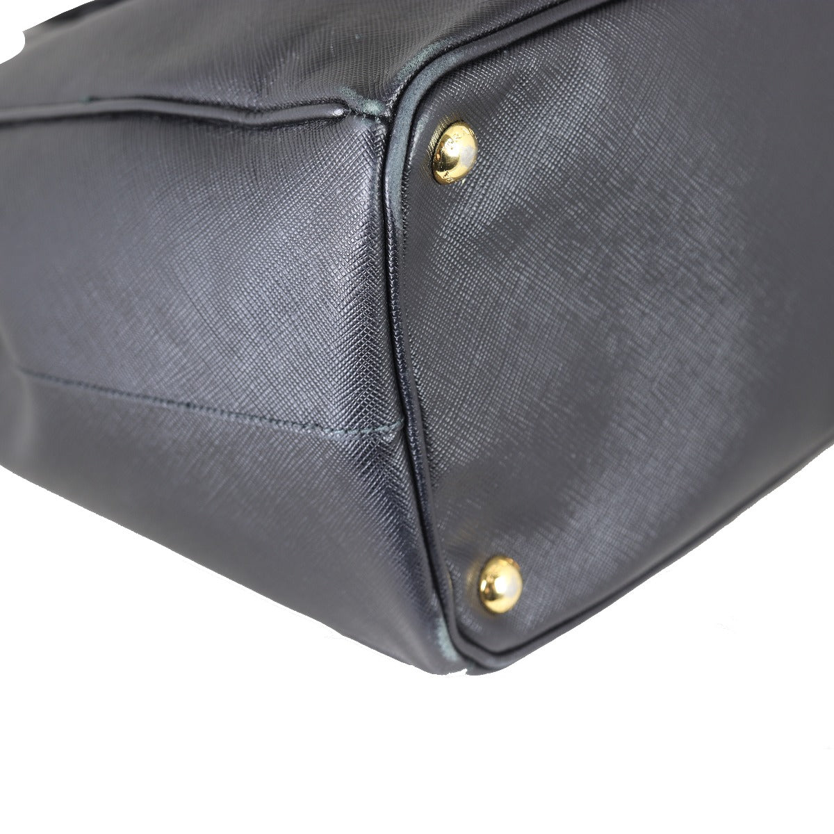 Prada Saffiano Lux Galleria Double Zip Tote Large (black) Corner Close Up