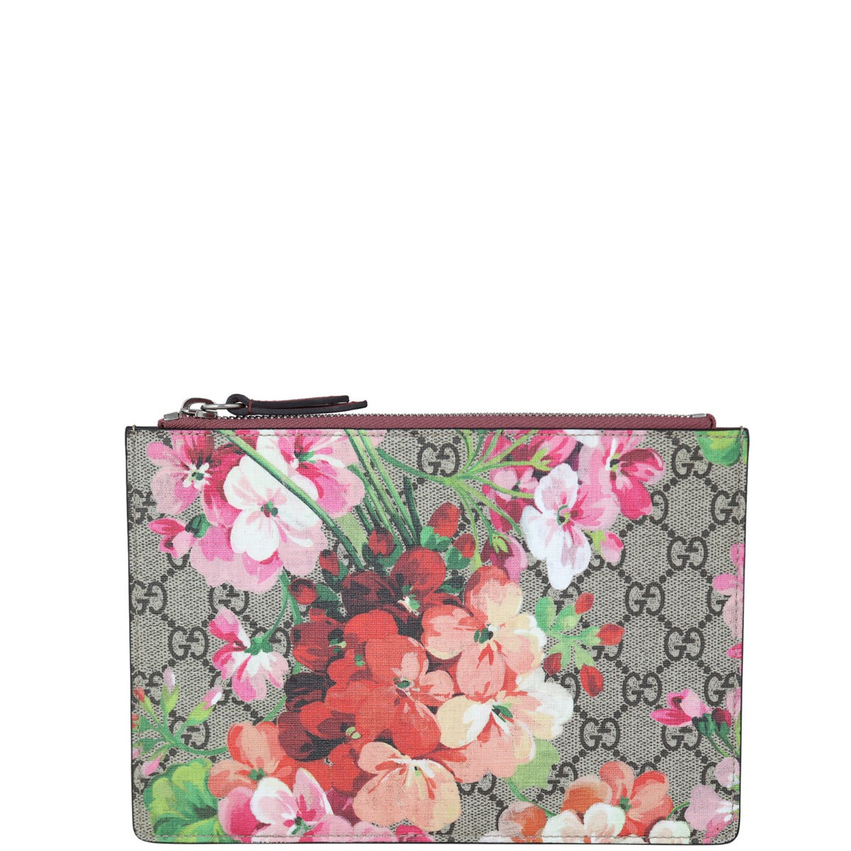 Gucci GG Supreme Blooms Zip Pouch Front