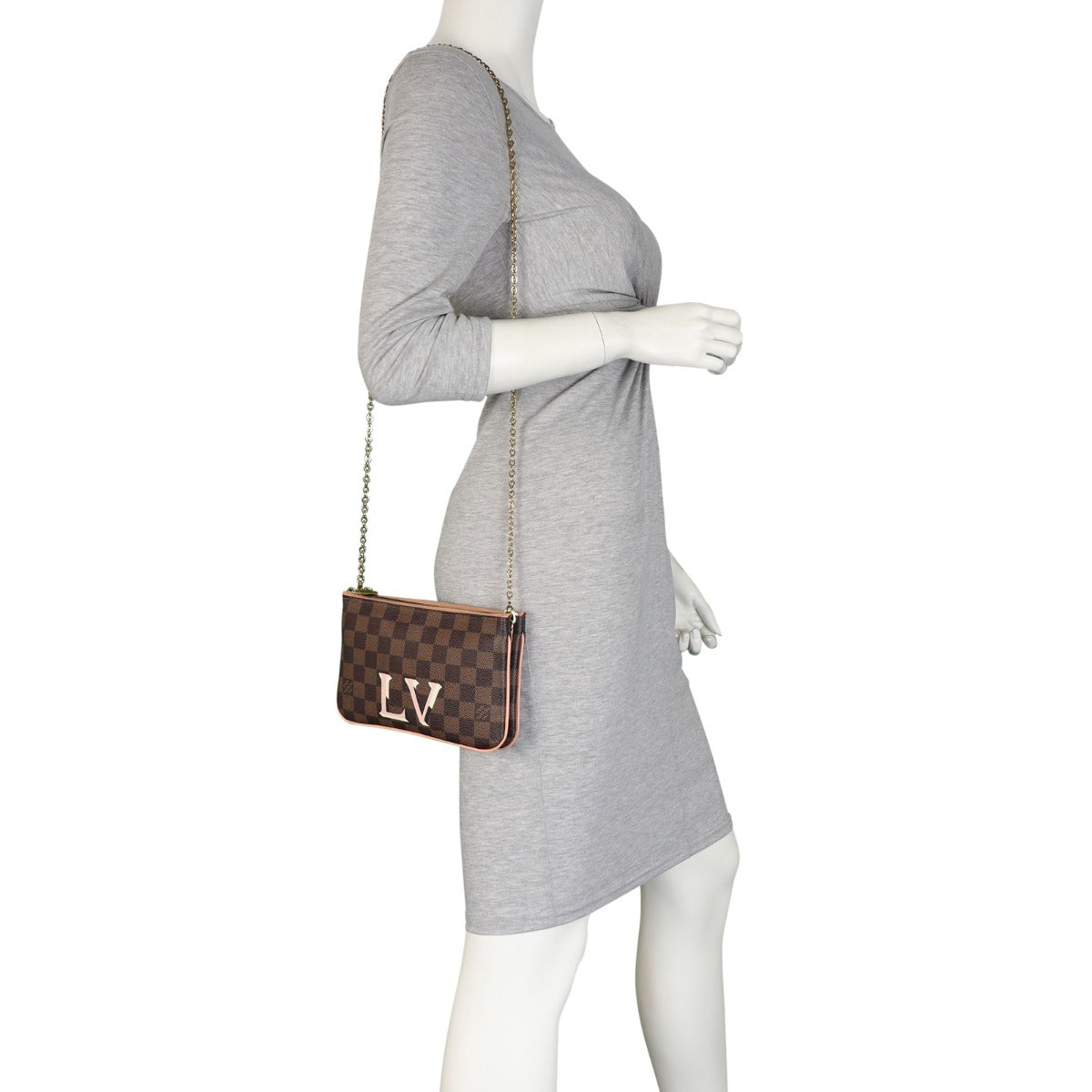 Louis Vuitton Double Zip Pochette Damier Ebene Mannequin