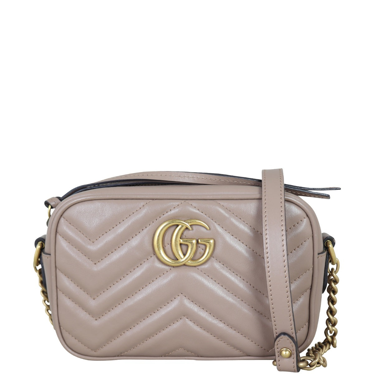 Gucci GG Marmont Mini Camera Bag Front With Strap