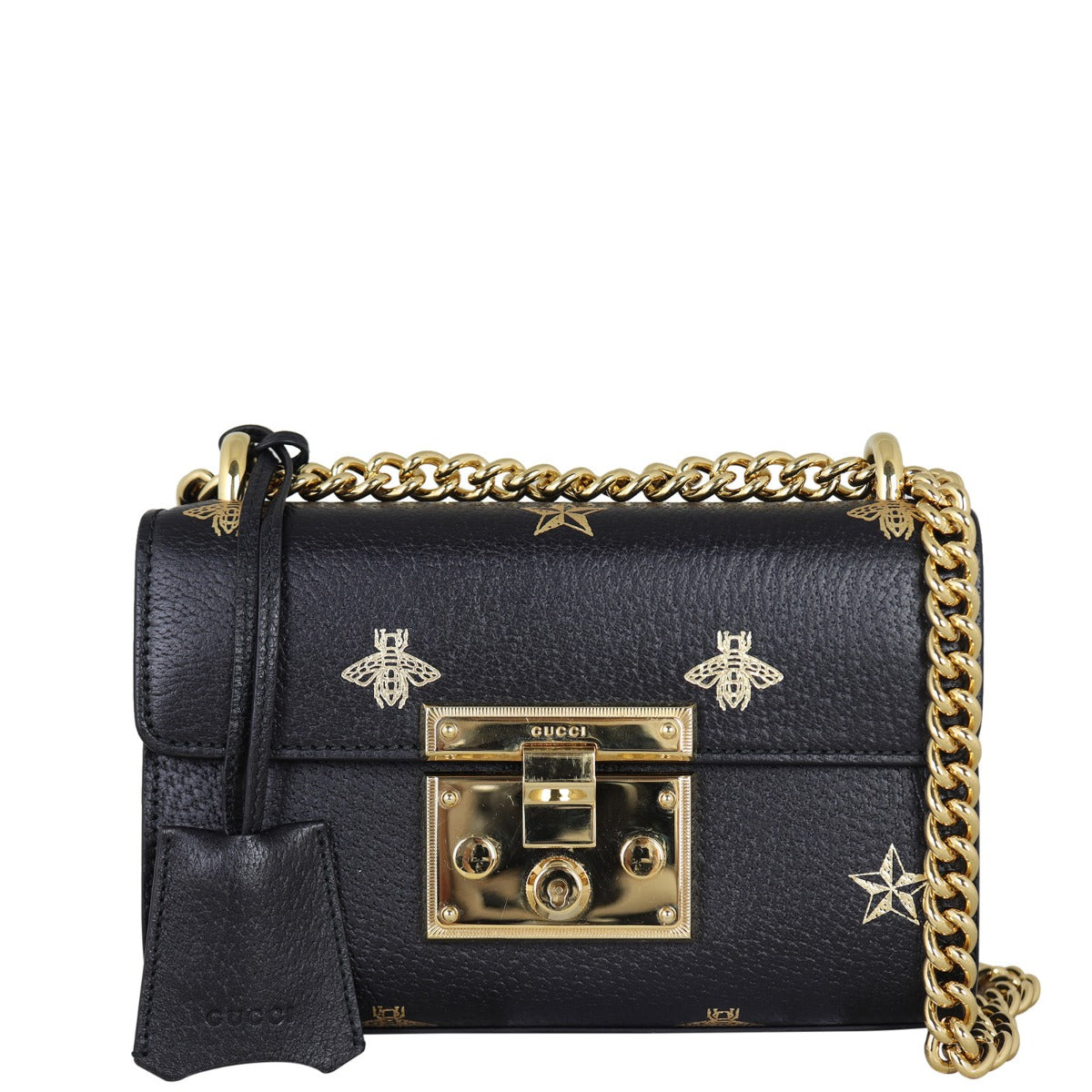 Gucci Padlock Bee Star Small Shoulder Bag Front With Chain