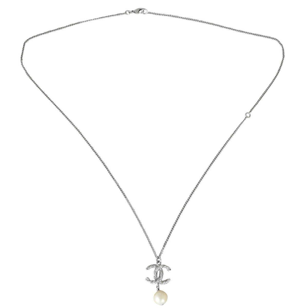 Chanel CC Pearl Drop Pendant Necklace