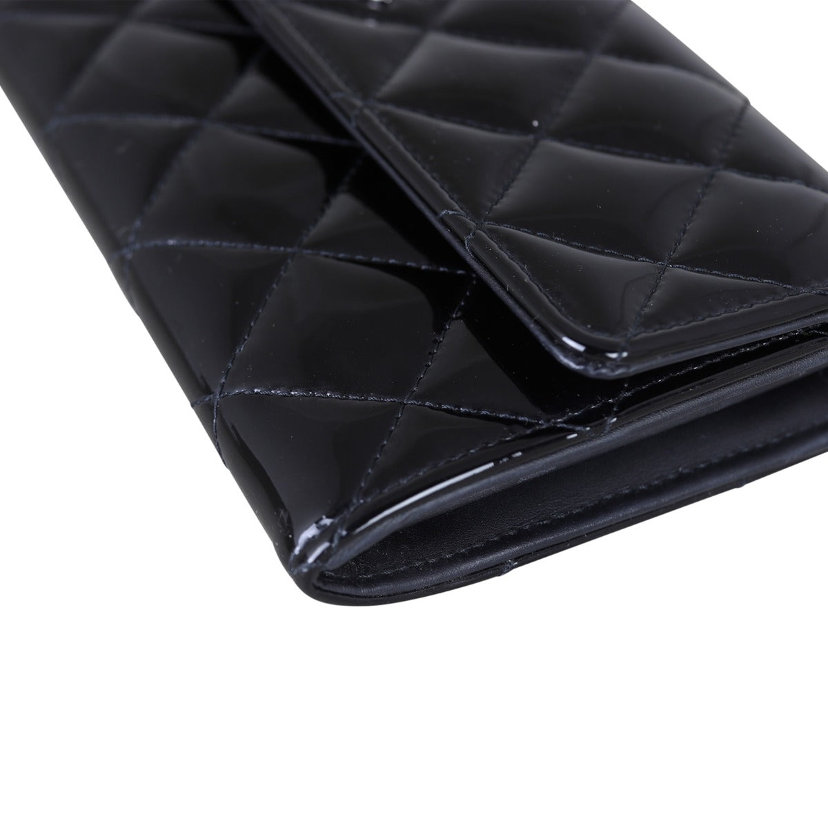 Chanel Classic Flap Long Wallet Patent Corner Close Up
