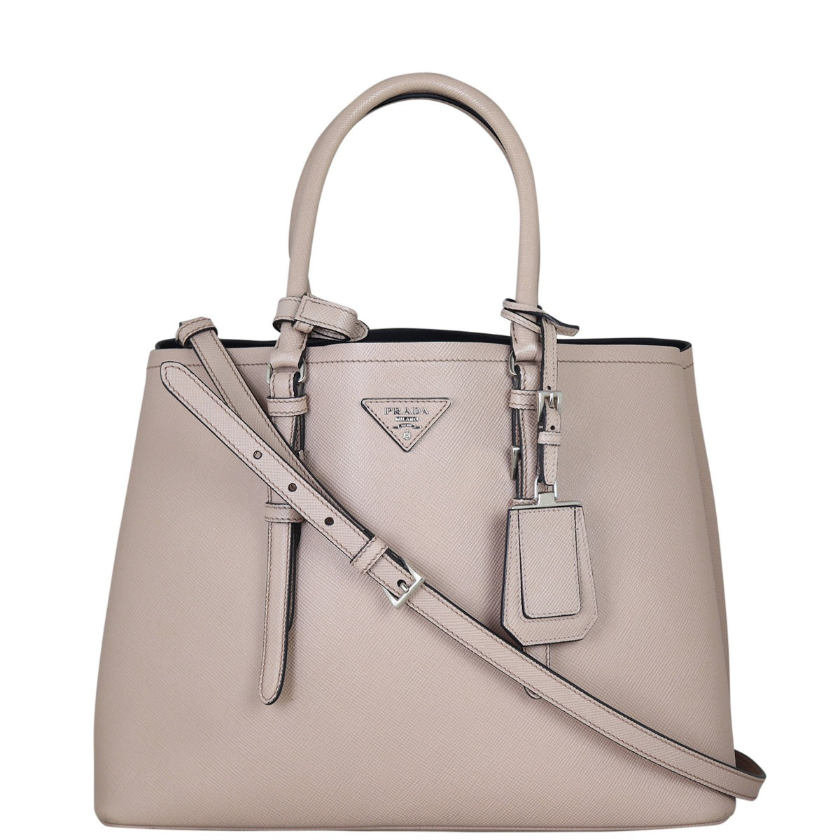 Prada Saffiano Cuir Double Bag Large Front With Strap