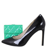 Chanel CC Compact Wallet Patent front with shoe