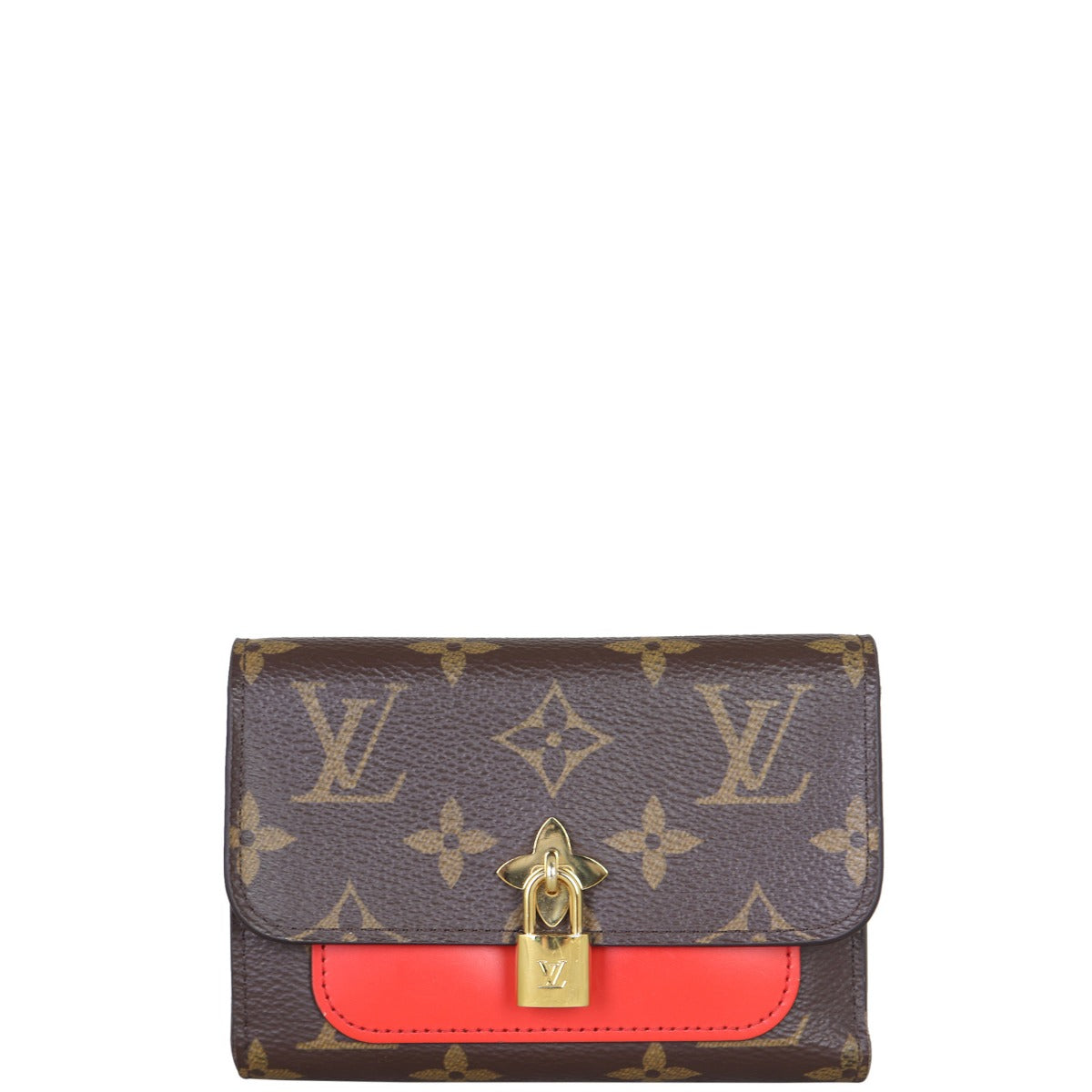 Louis Vuitton Flower Lock Compact Wallet Monogram Front