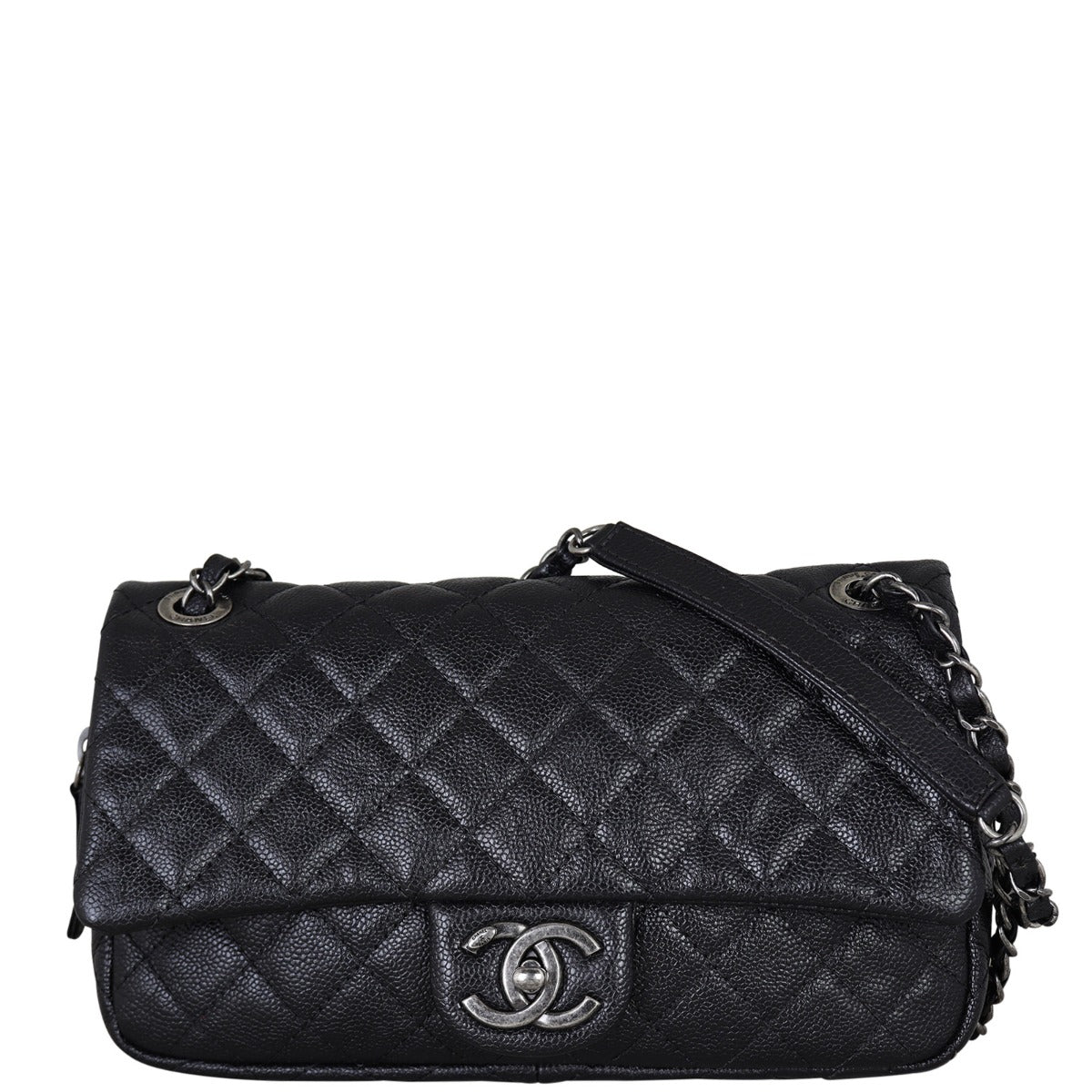 Chanel Easy Flap Bag Front With Chain