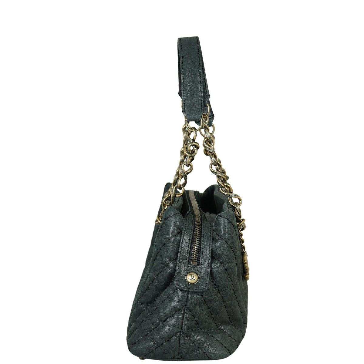 Chanel Iridescent Surpique Chevron Tote Side