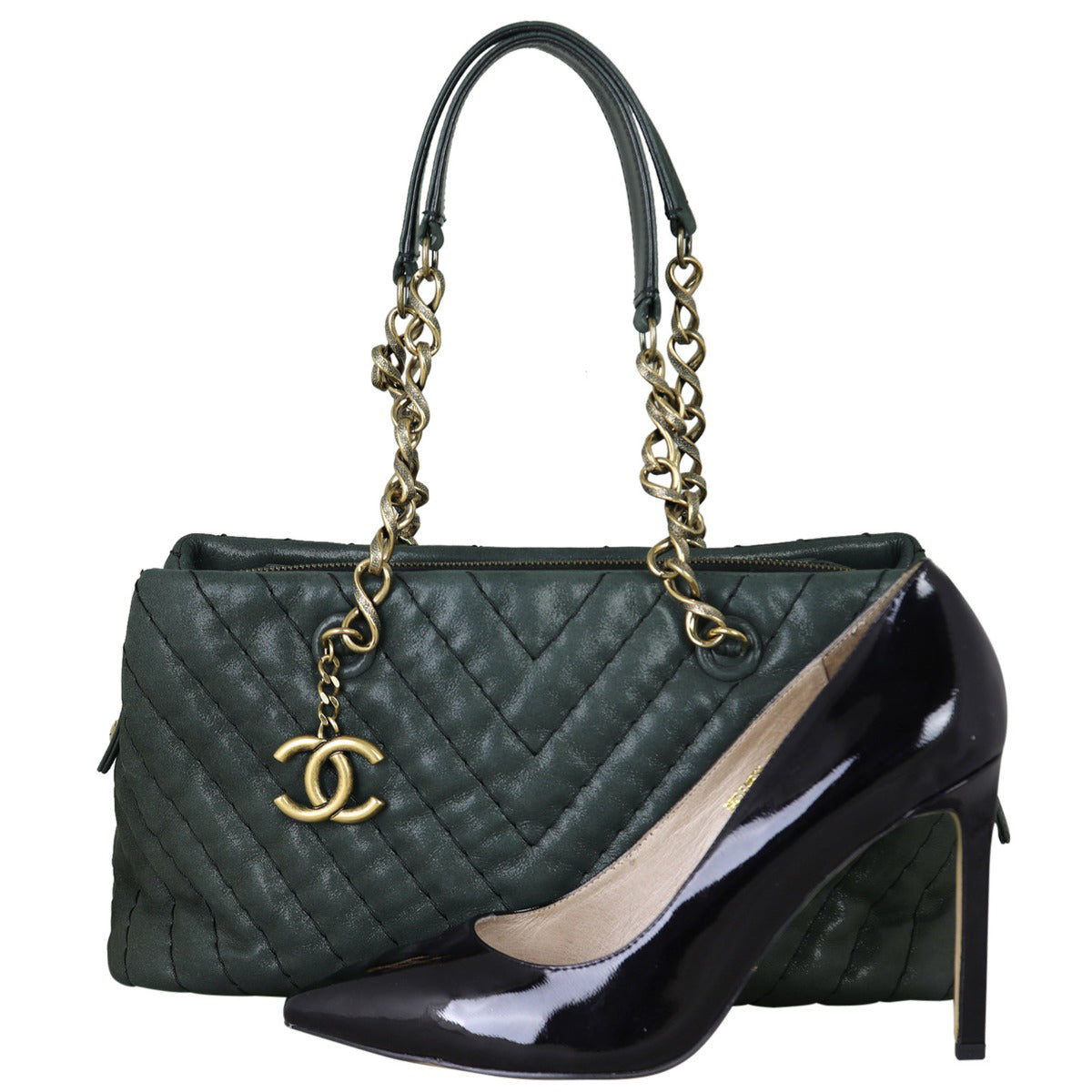 Chanel Iridescent Surpique Chevron Tote Sho