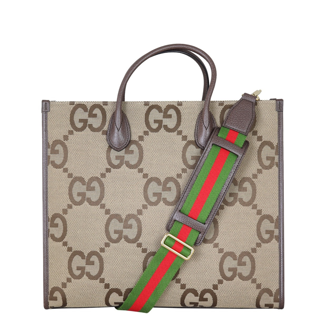Gucci Jumbo GG Canvas Web Tote Front With Strap