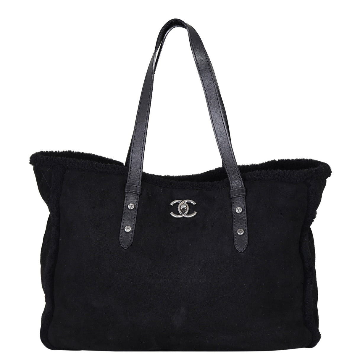 Chanel CC Shearling Tote Front