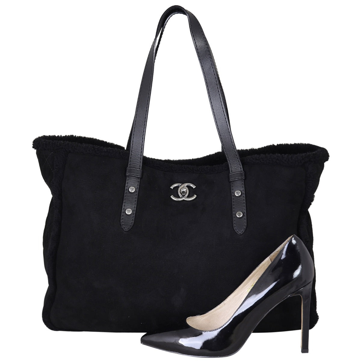 Chanel CC Shearling Tote Shoe