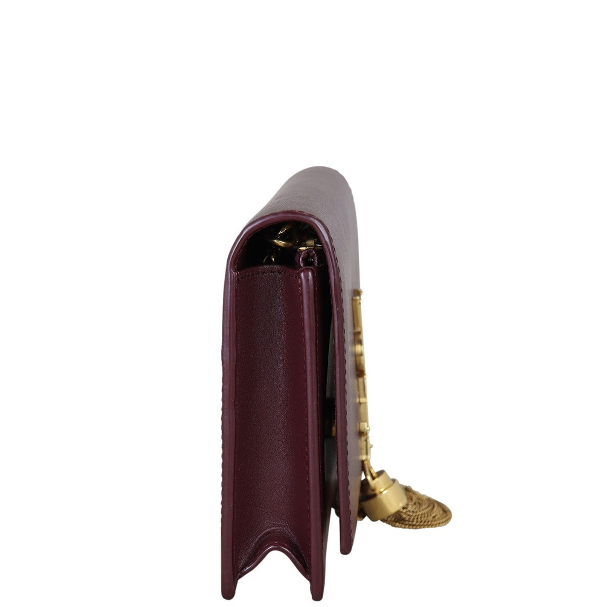 Saint Laurent Kate Tassel Chain Wallet Croc-Embossed Side