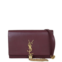 Saint Laurent Kate Tassel Chain Wallet Croc-Embossed Front With Strap