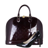 Louis Vuitton Alma GM Monogram Vernis Front with shoe