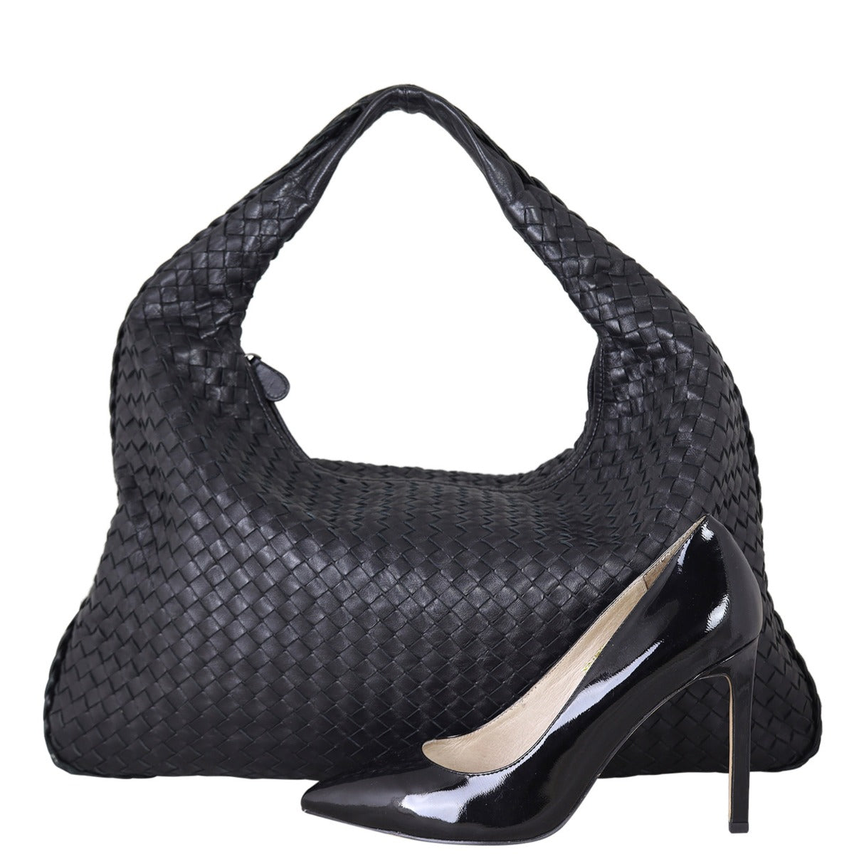 Bottega Veneta Intrecciato Hobo (Black) Shoe