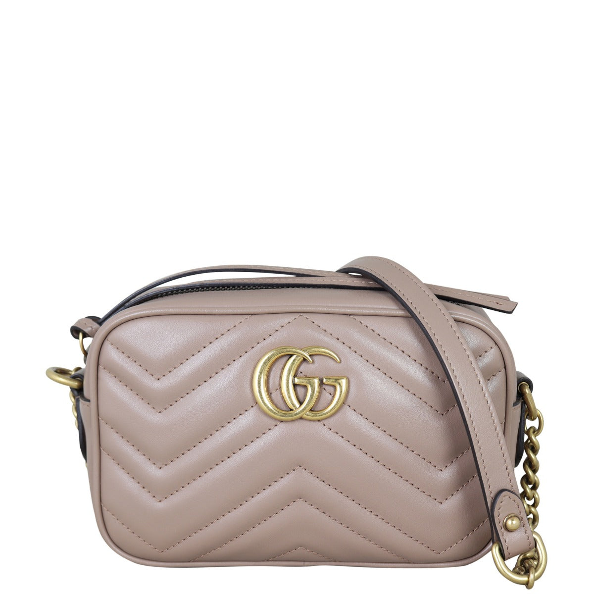 Gucci GG Marmont Mini Camera Bag Front With Strap