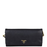 Prada Saffiano Wallet on Chain Front