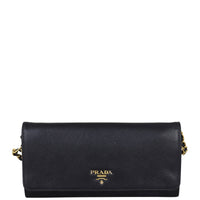 Prada Saffiano Wallet on Chain Front