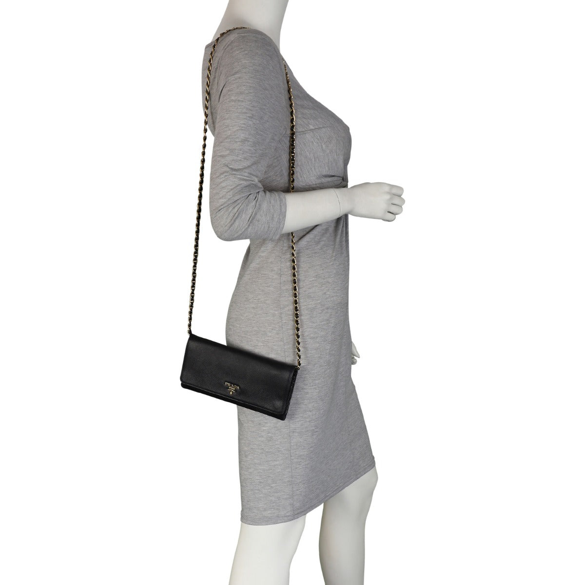 Prada Saffiano Wallet on Chain Mannequin