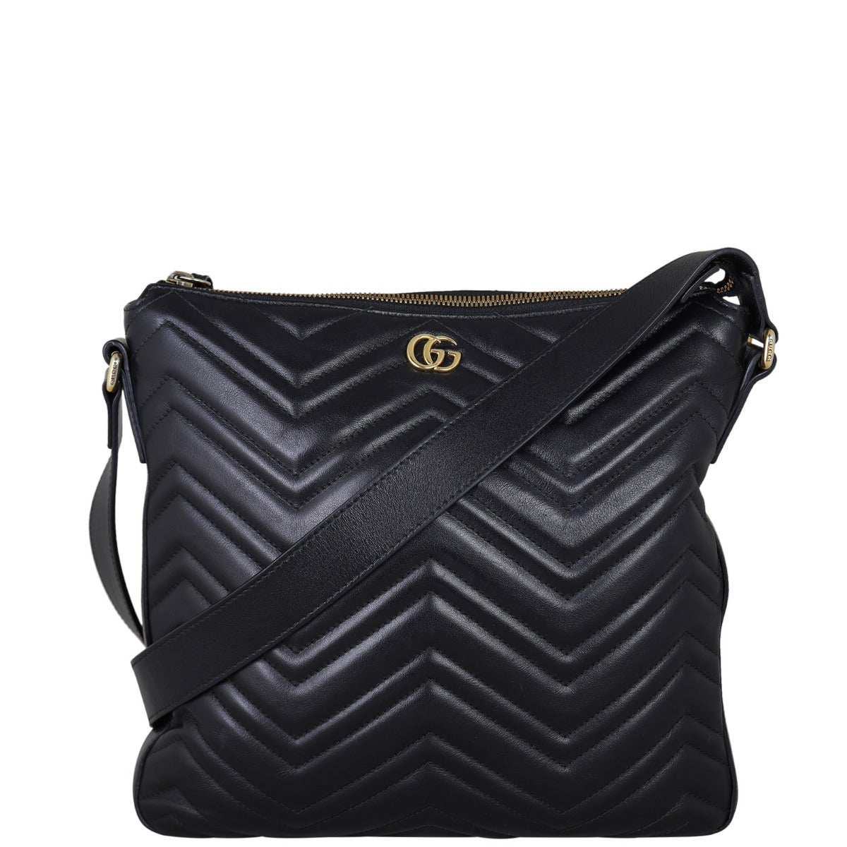 Gucci GG Marmont Matelasse Messenger Bag Front With Strap