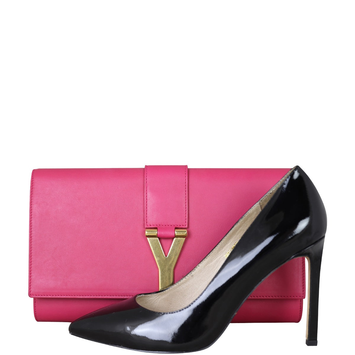 Saint Laurent Y Ligne Clutch Front with Shoe