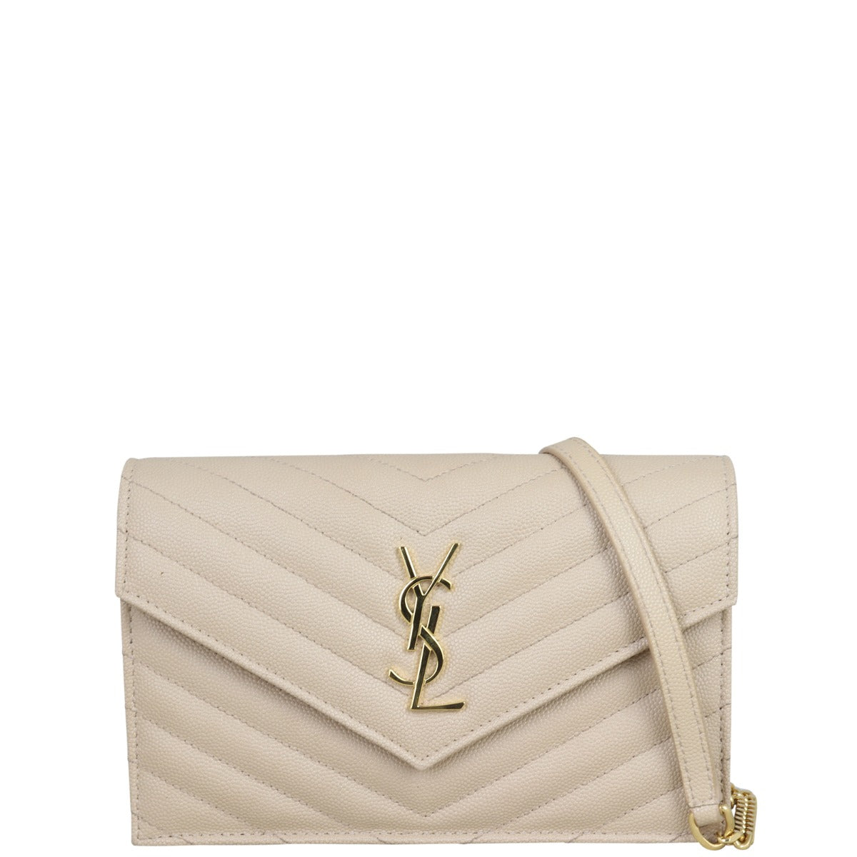Saint Laurent Cassandre Envelope Chain Wallet Front with Strap