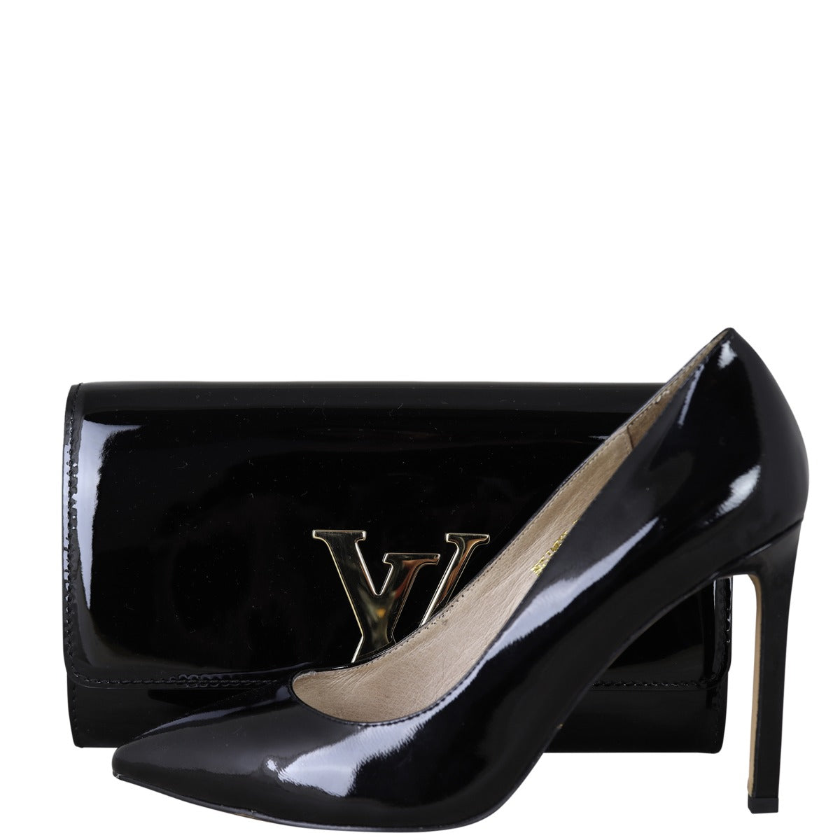 Louis Vuitton Louise Clutch Vernis Front with Shoe