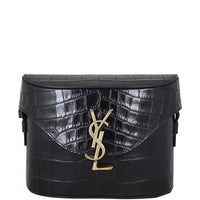 Saint Laurent June Box Bag Croc Embossed Front