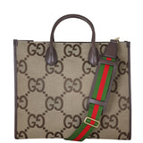 Gucci Jumbo GG Canvas Web Tote Front With Strap