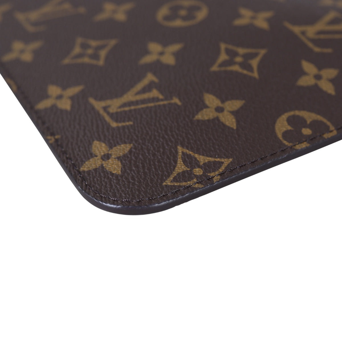 Louis Vuitton Neverfull Pochette Monogram Corner Close Up