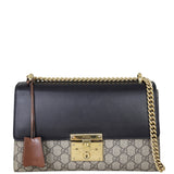 Gucci GG Supreme Padlock Medium Bag Front With Chain