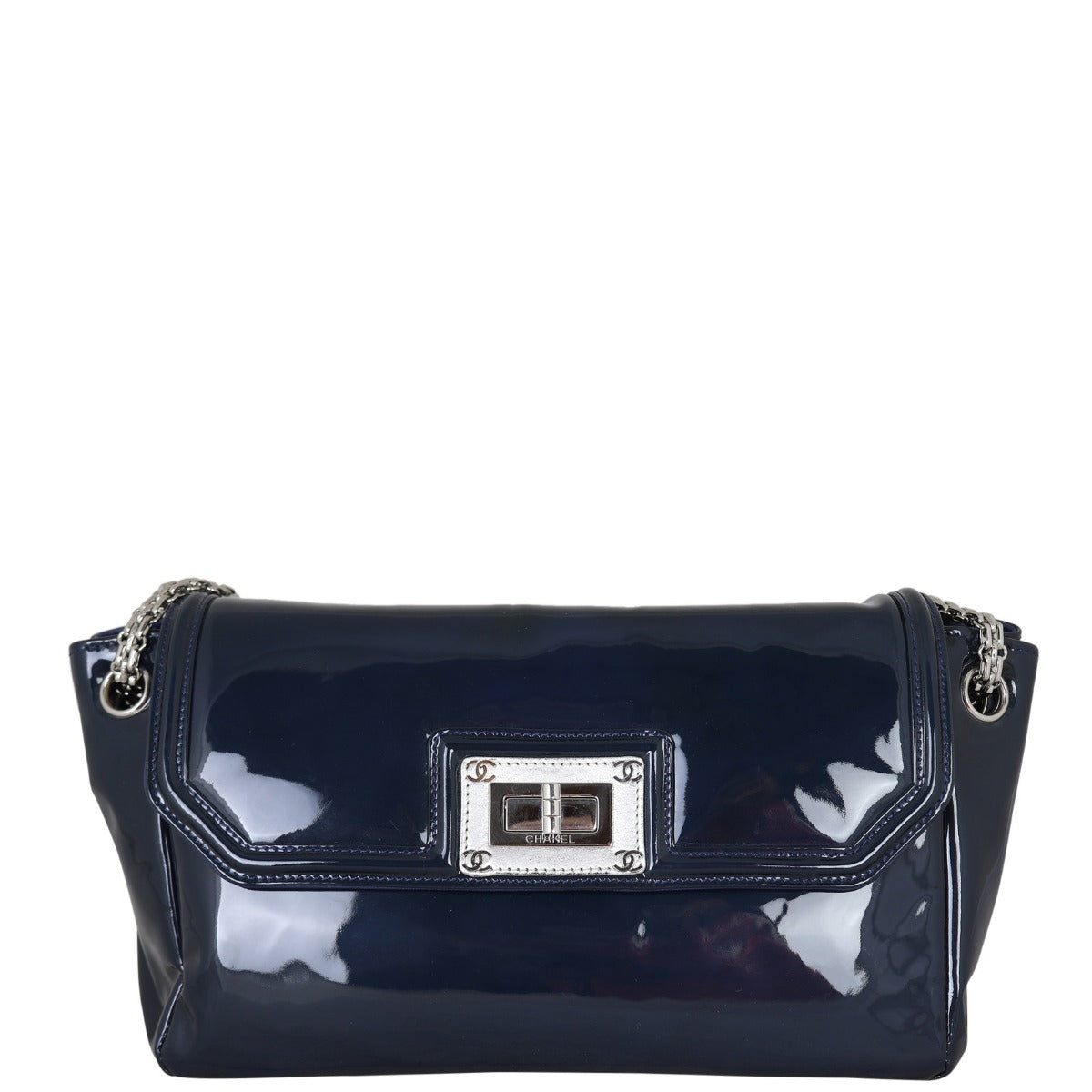 Chanel Mademoiselle Lock Patent Leather Clutch bag Front