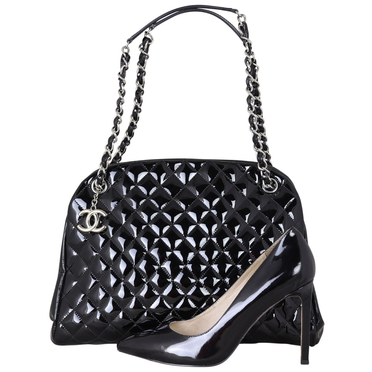 Chanel Mademoiselle Bowler Bag Patent Large Shoe