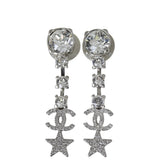 Chanel CC Crystal Star Drop Earrings 