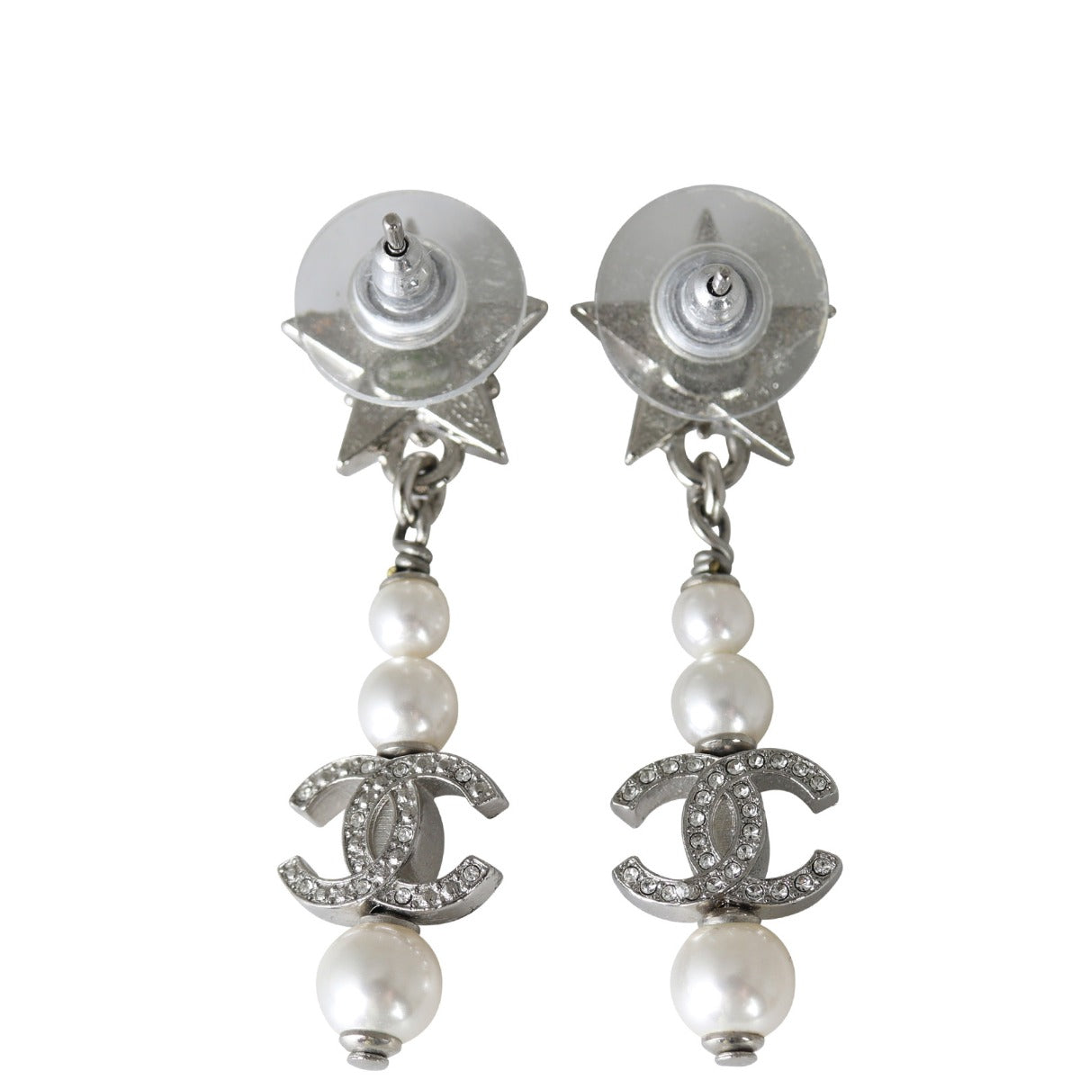 Cc Shell Crystal Drop Chanel CC Crystal Star Pearl Drop Earrings – Luxe.It.Fwd