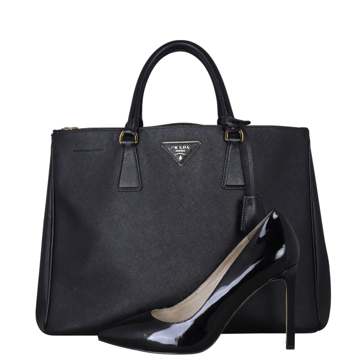 Prada Saffiano Lux Galleria Double Zip Tote Medium Shoe
