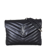 Saint Laurent Loulou Medium (silver hardware) Front With Chain