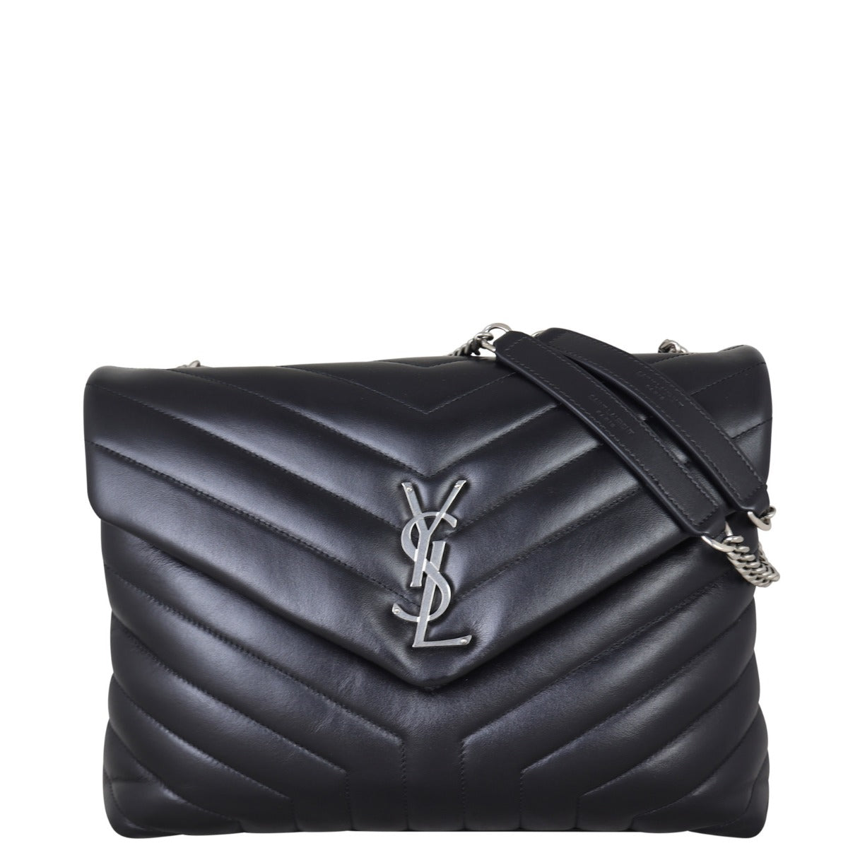 Saint Laurent Loulou Medium (silver hardware) Front With Chain