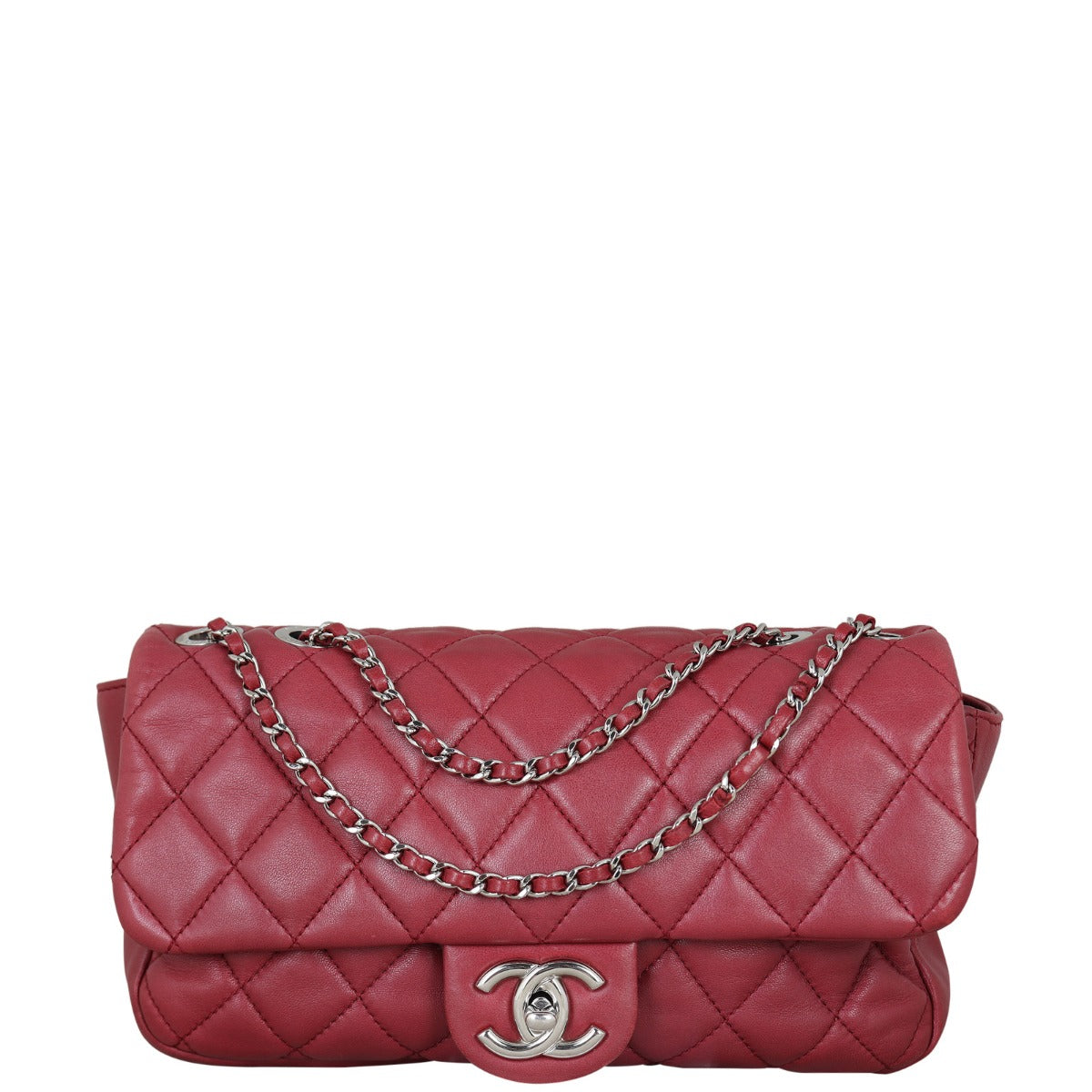 Chanel Single Flap Bag Front With Chain