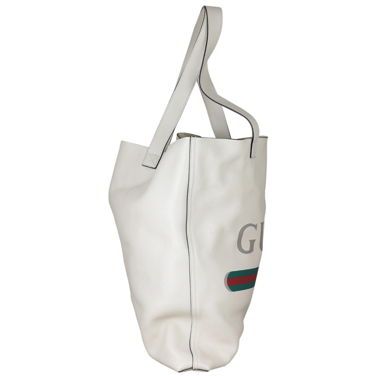 Gucci Leather Logo Tote Side