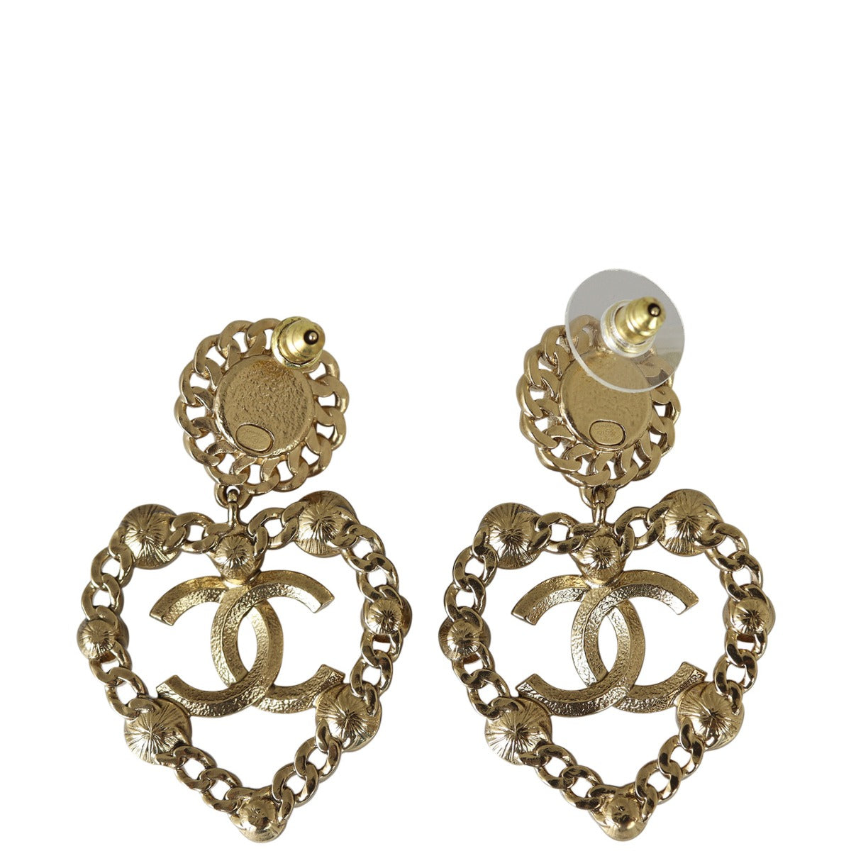 Chanel CC Pearl Heart Earrings